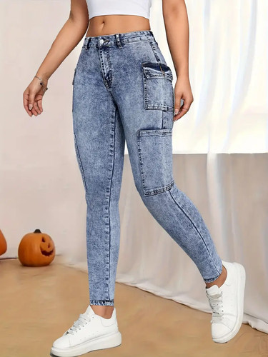 Damen jeanshose cargo - cargo, high